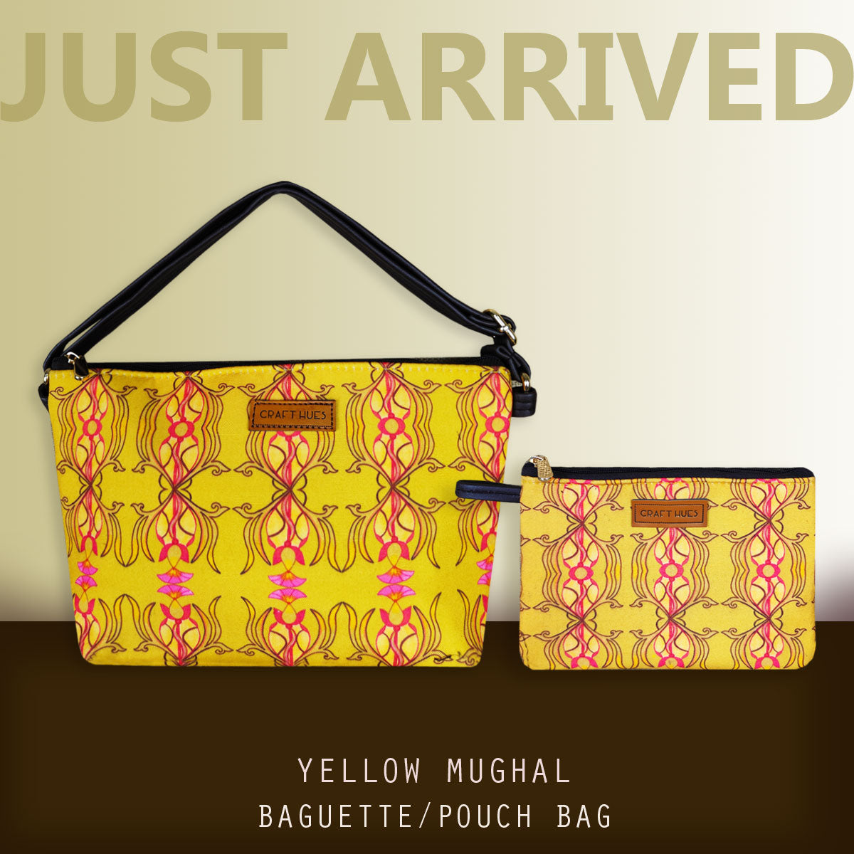 Yellow Mughal Baguette with Pouch