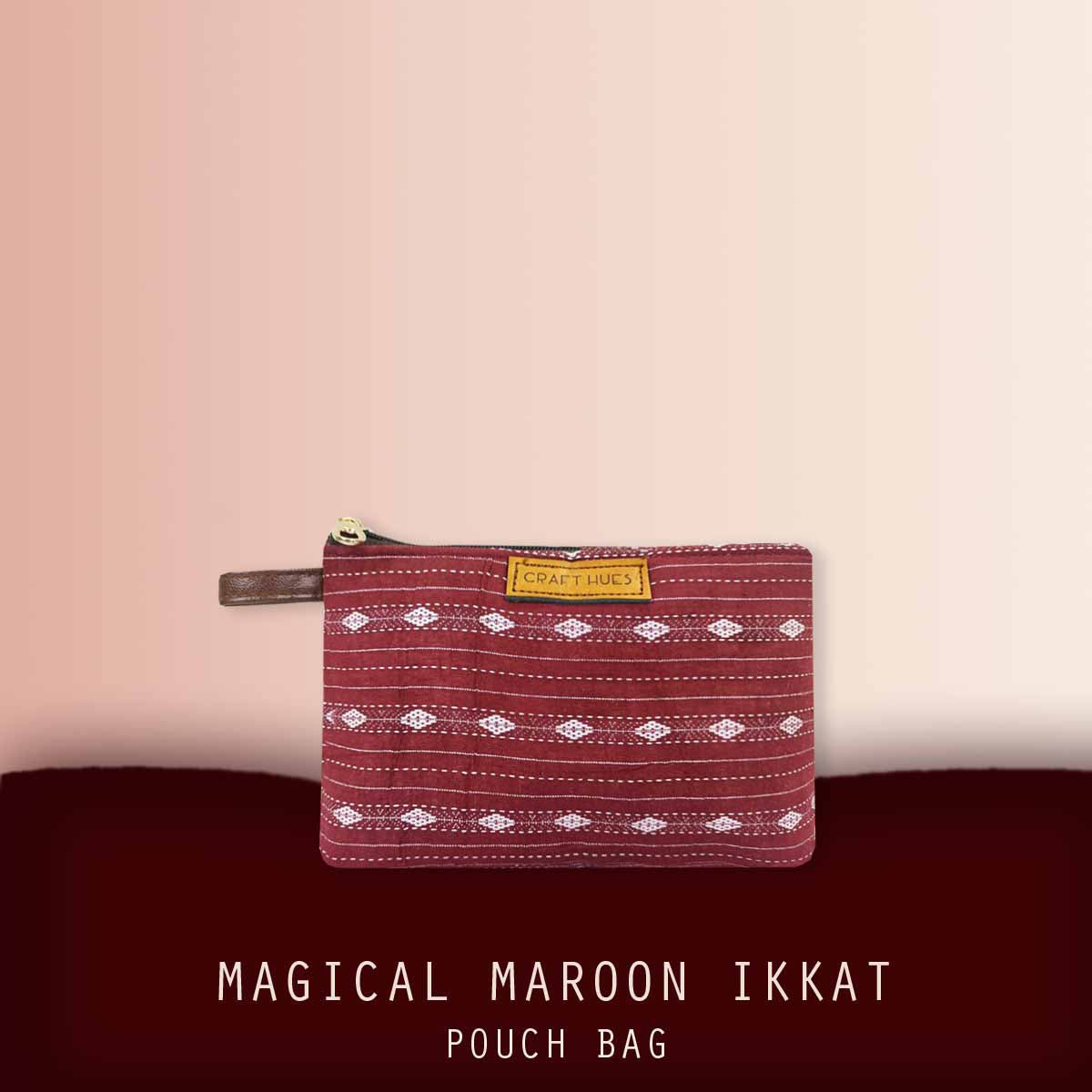Magical Maroon Ikkat Pouch Bag