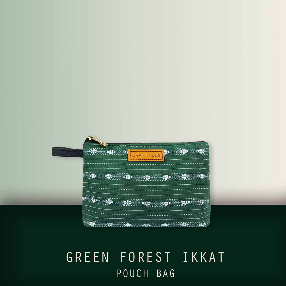 Green Forest Ikkat Pouch Bag