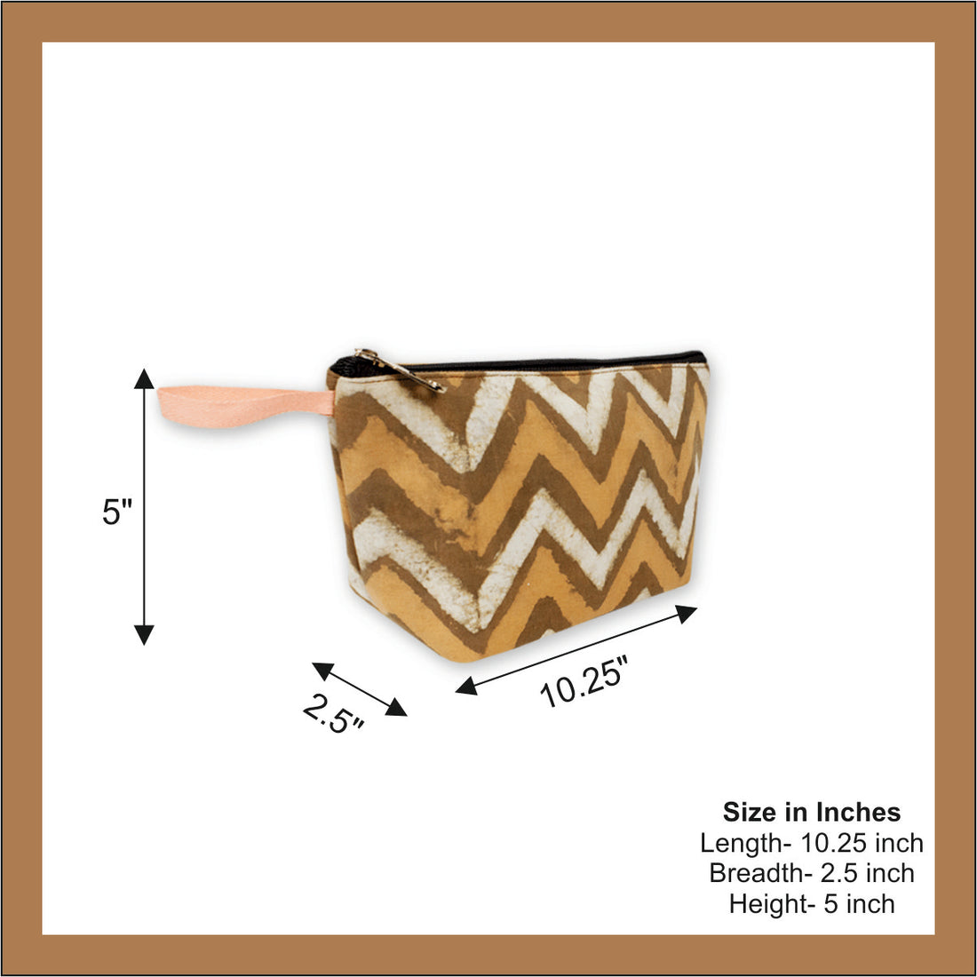 Yellow Zig-Zag Block Printed Pouch