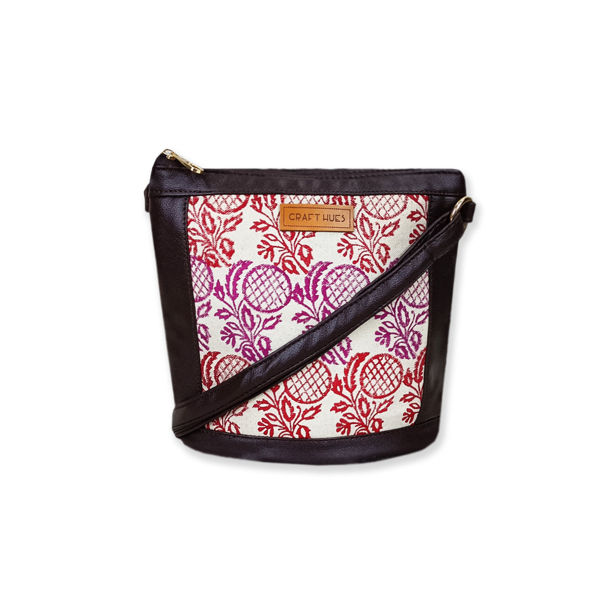 Anaar Block-Printed Bucket Sling Bag