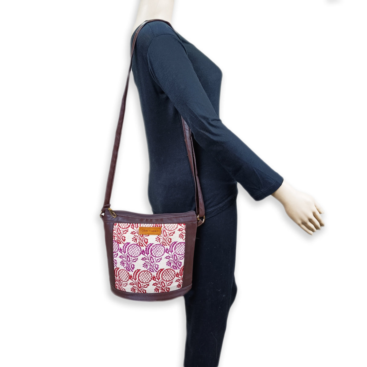 Anaar Block-Printed Bucket Sling Bag