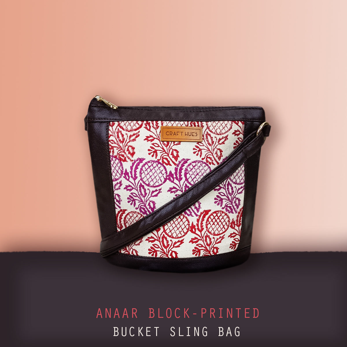 Anaar Block-Printed Bucket Sling Bag