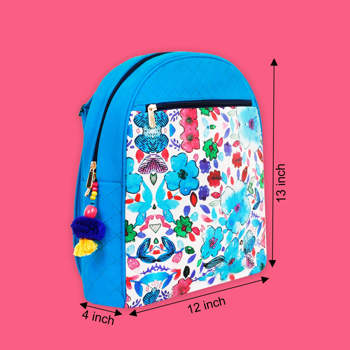Printed Backpack- Blue Garden