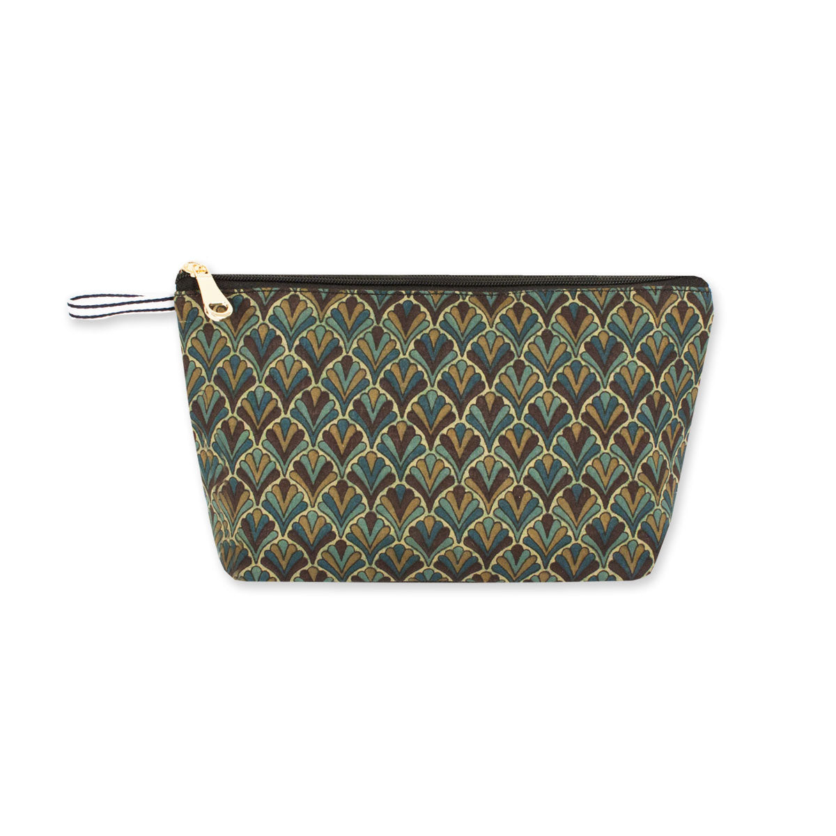 Bottle Green Block Printed Pouch