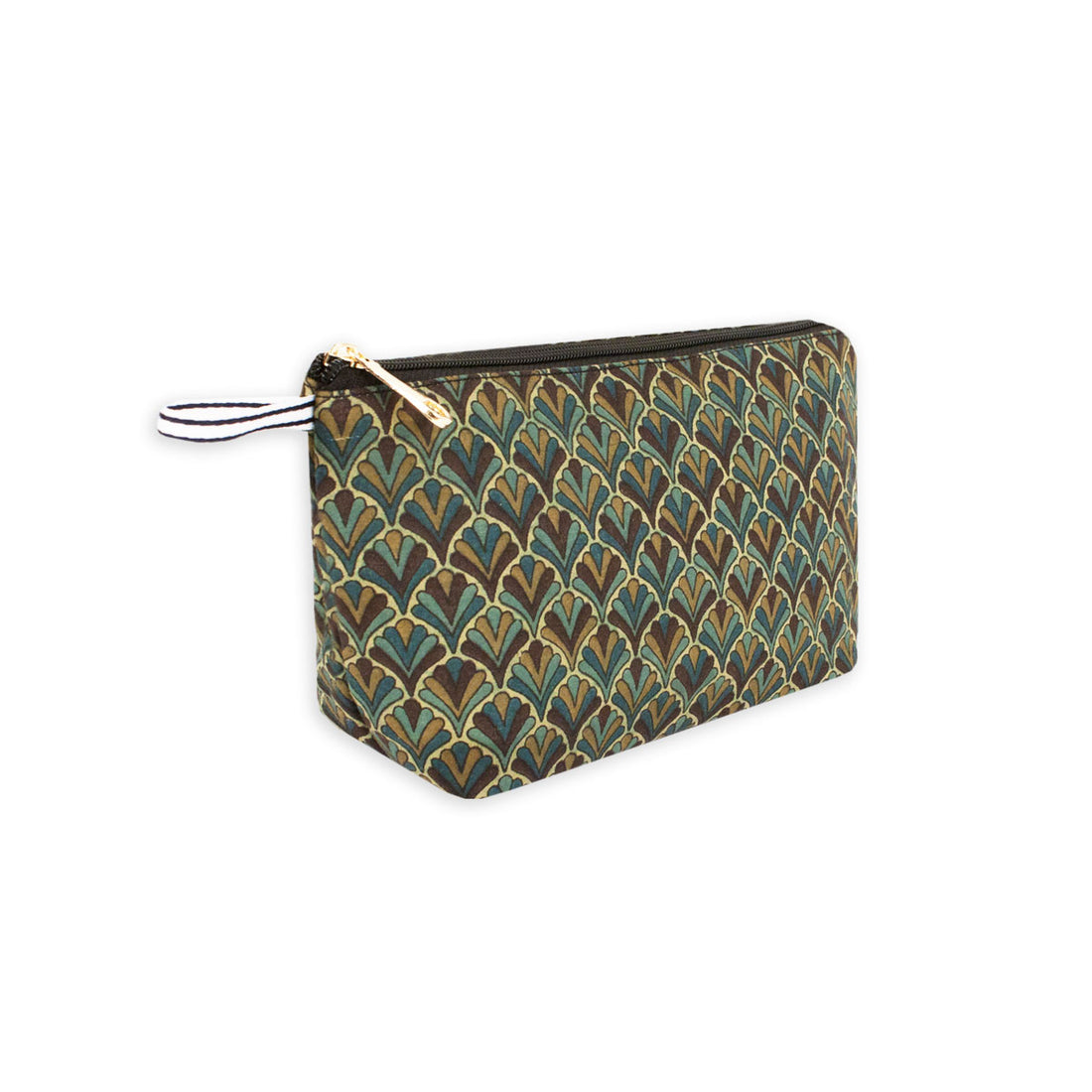 Bottle Green Block Printed Pouch
