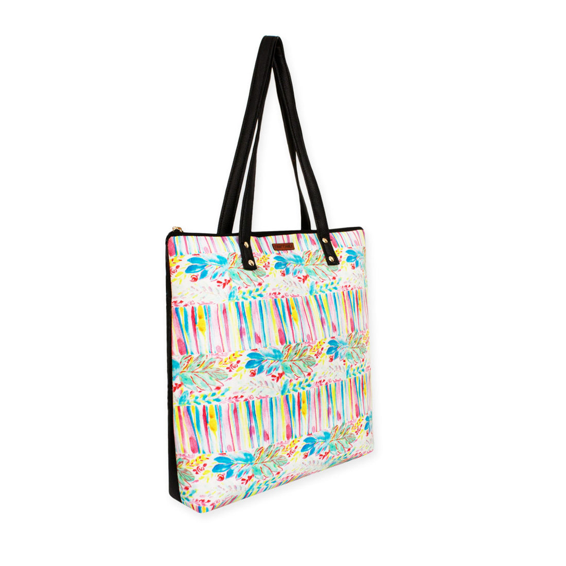 Floral Stripes Printed Tote