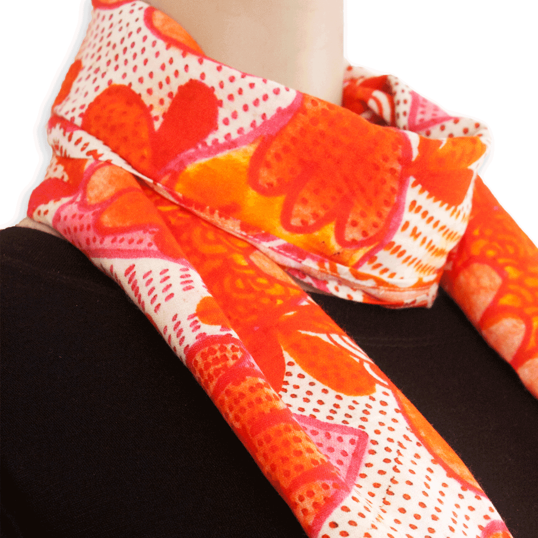 Orange Gond Bird Printed Stole