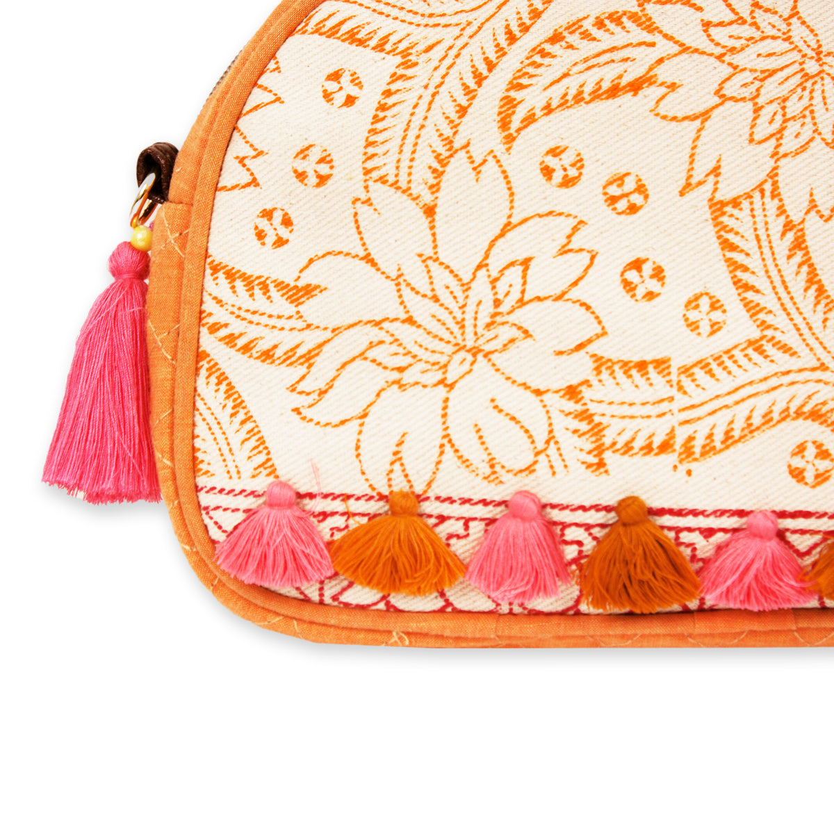 Orange Flowers Canvas Sling Bag