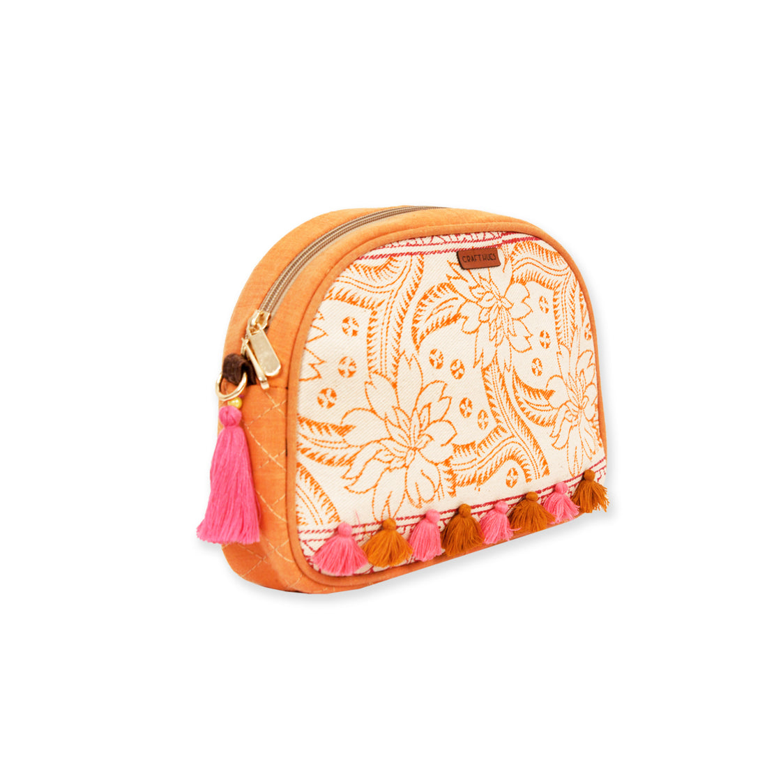 Orange Flowers Canvas Sling Bag