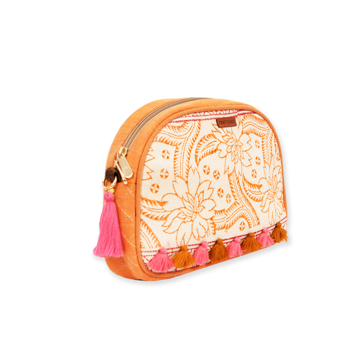 Orange Flowers Canvas Sling Bag