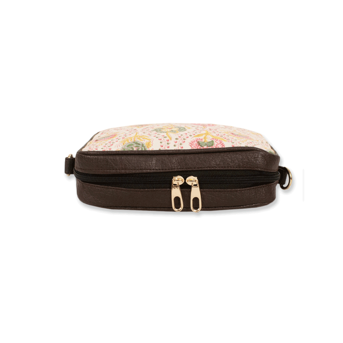 Yellow Peach Floral Block printed Box Sling Bag