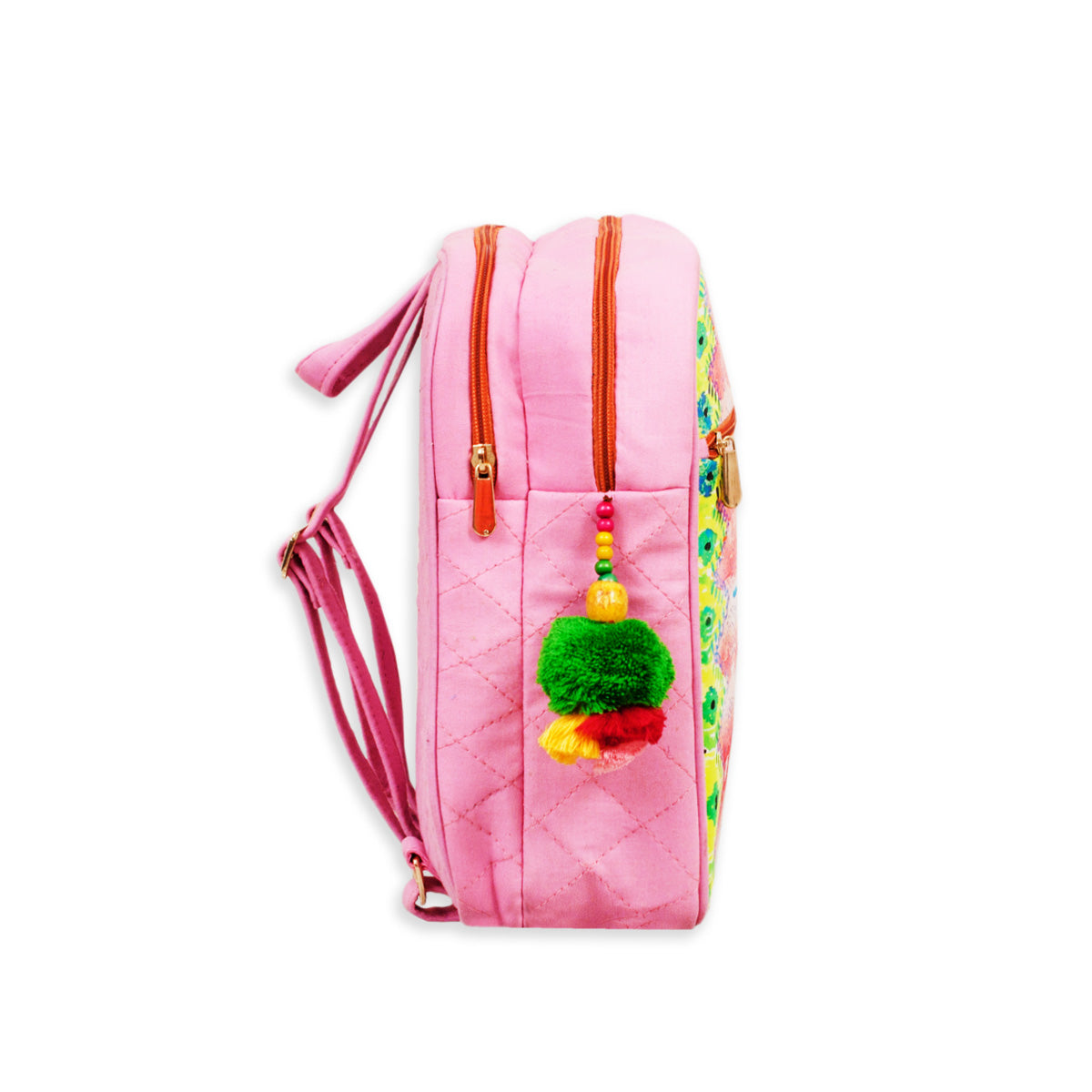 Printed Backpack- Pink Ikkat
