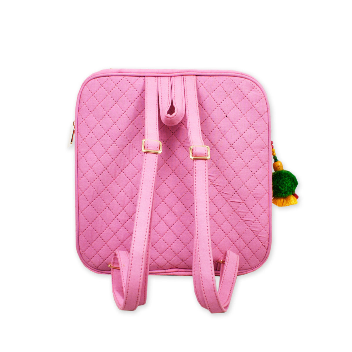 Printed Backpack- Pink Ikkat