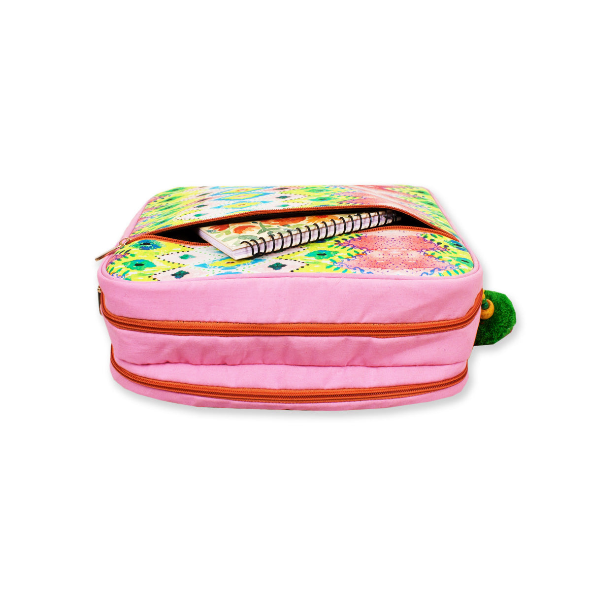 Printed Backpack- Pink Ikkat
