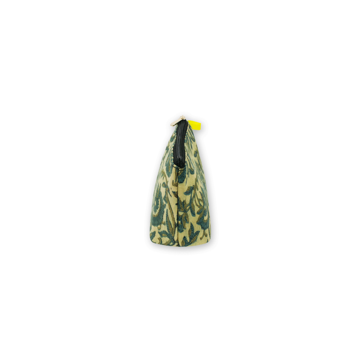 Green Floral Block Printed Pouch