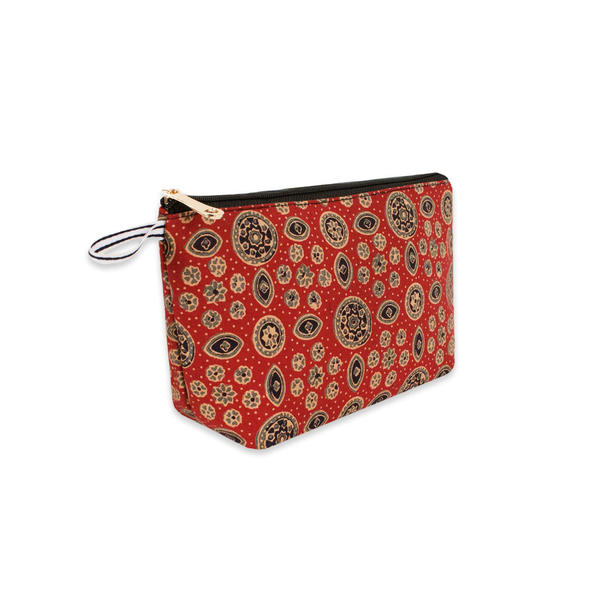 Red Ajrakh Block Printed Pouch