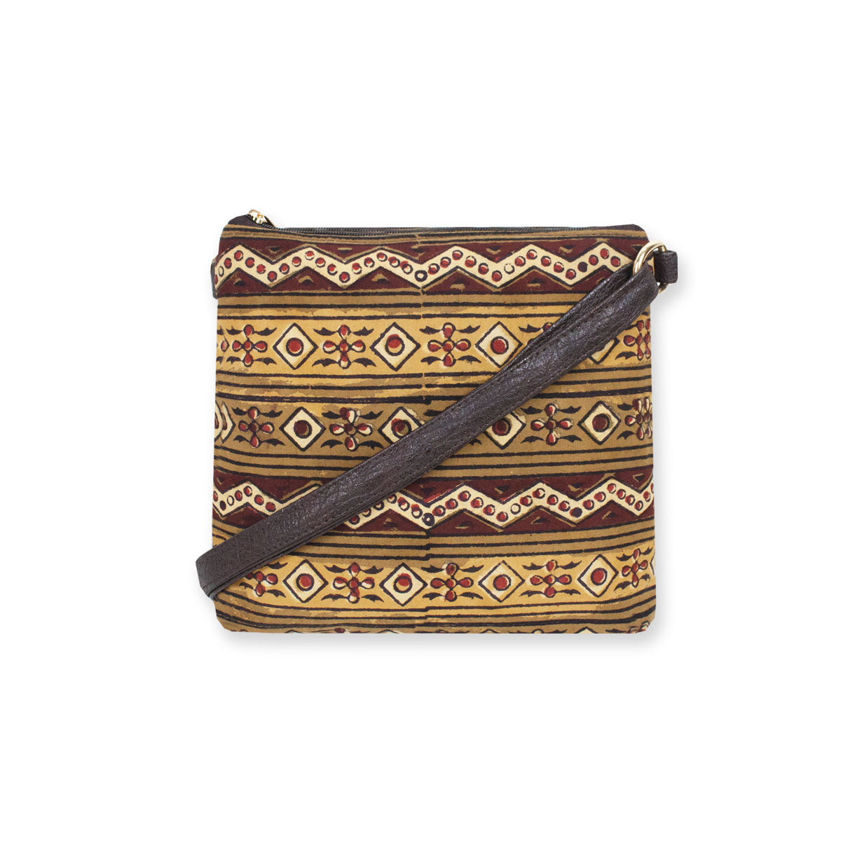 Block-Printed Aztec Sling Bag