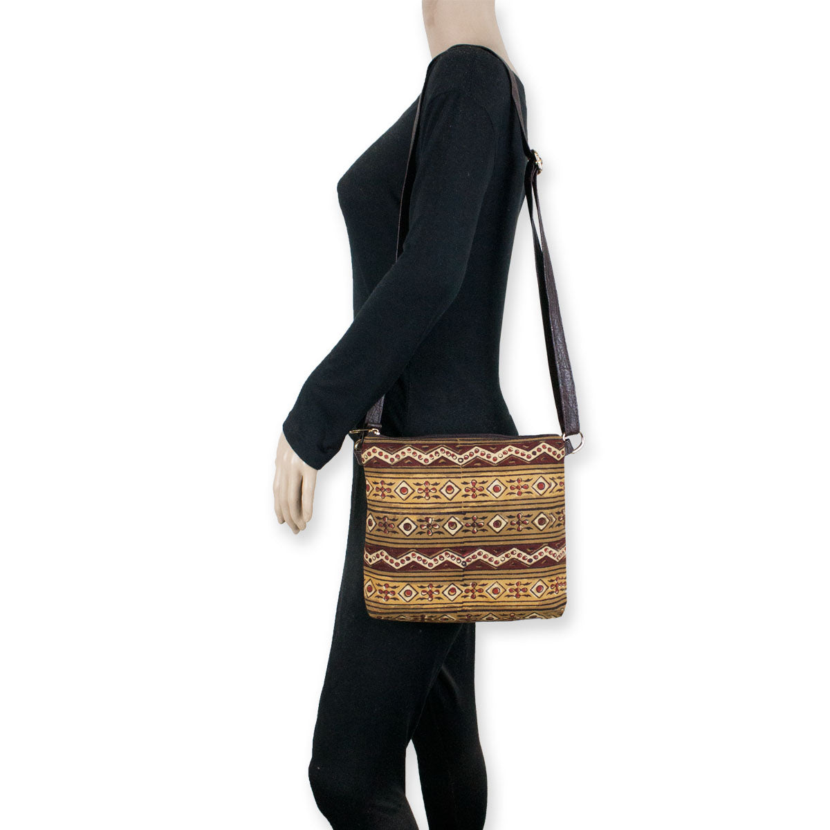 Block-Printed Aztec Sling Bag