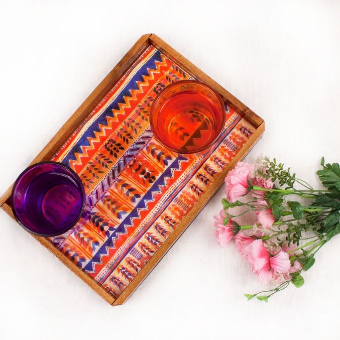 Aztec Rectangle Wooden Tray