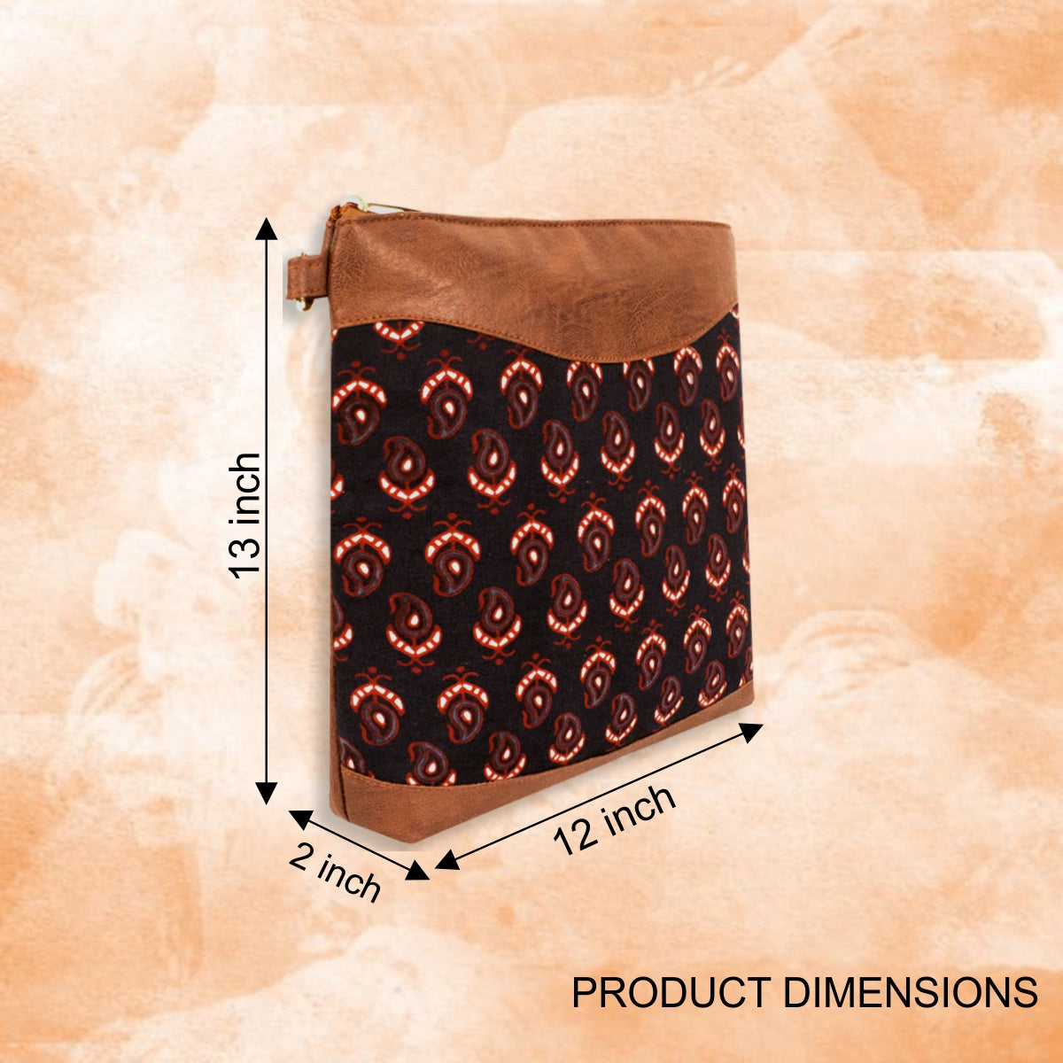Black Buta Block Printed Messenger Bag