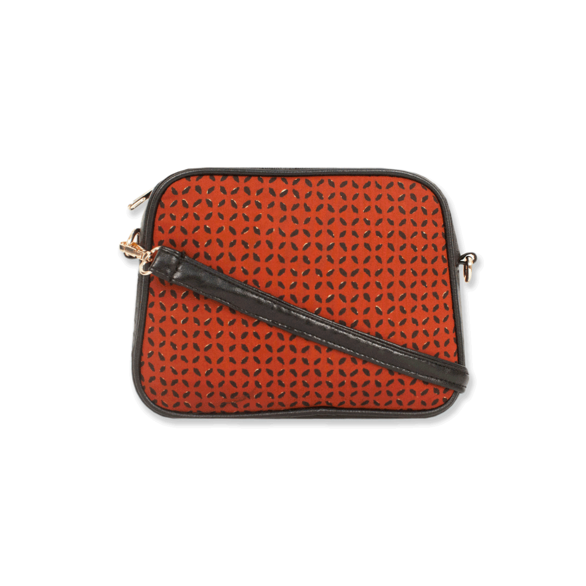 Black Petals Block printed Box Sling Bag