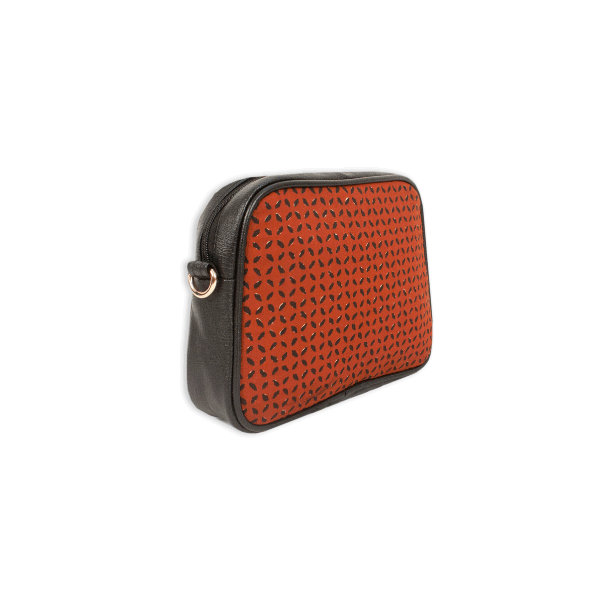 Black Petals Block printed Box Sling Bag