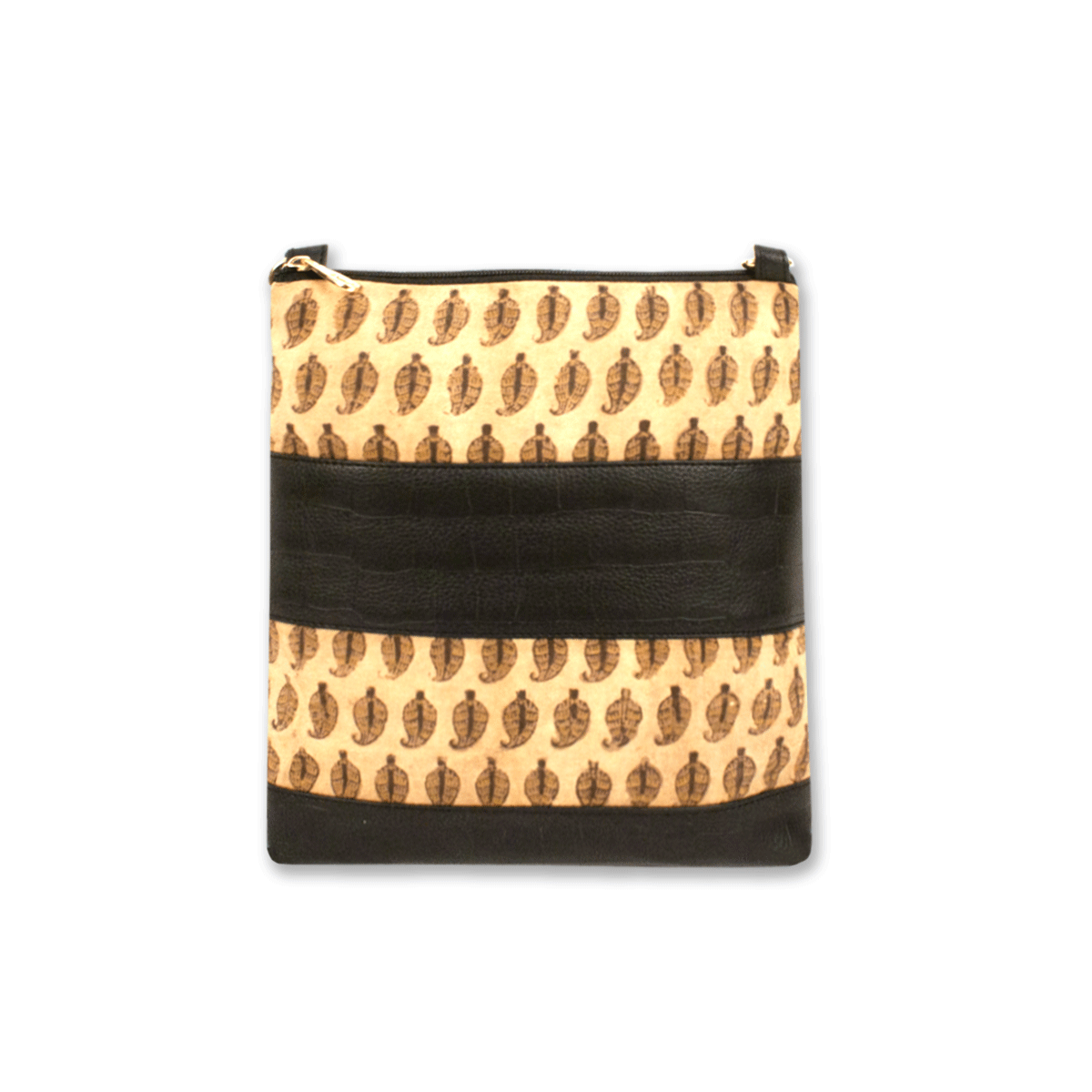 Brown Leaves Block Printed Sling Bag