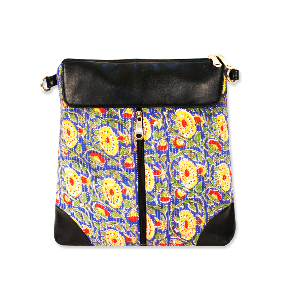 Blue Floral Printed Messenger Bag