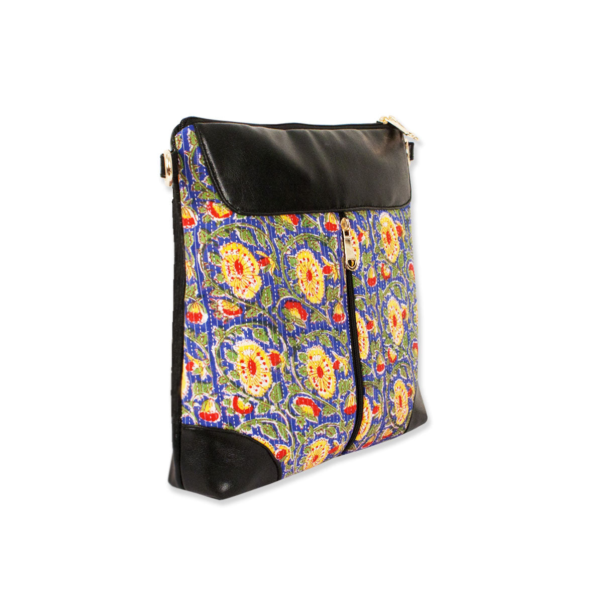 Blue Floral Printed Messenger Bag