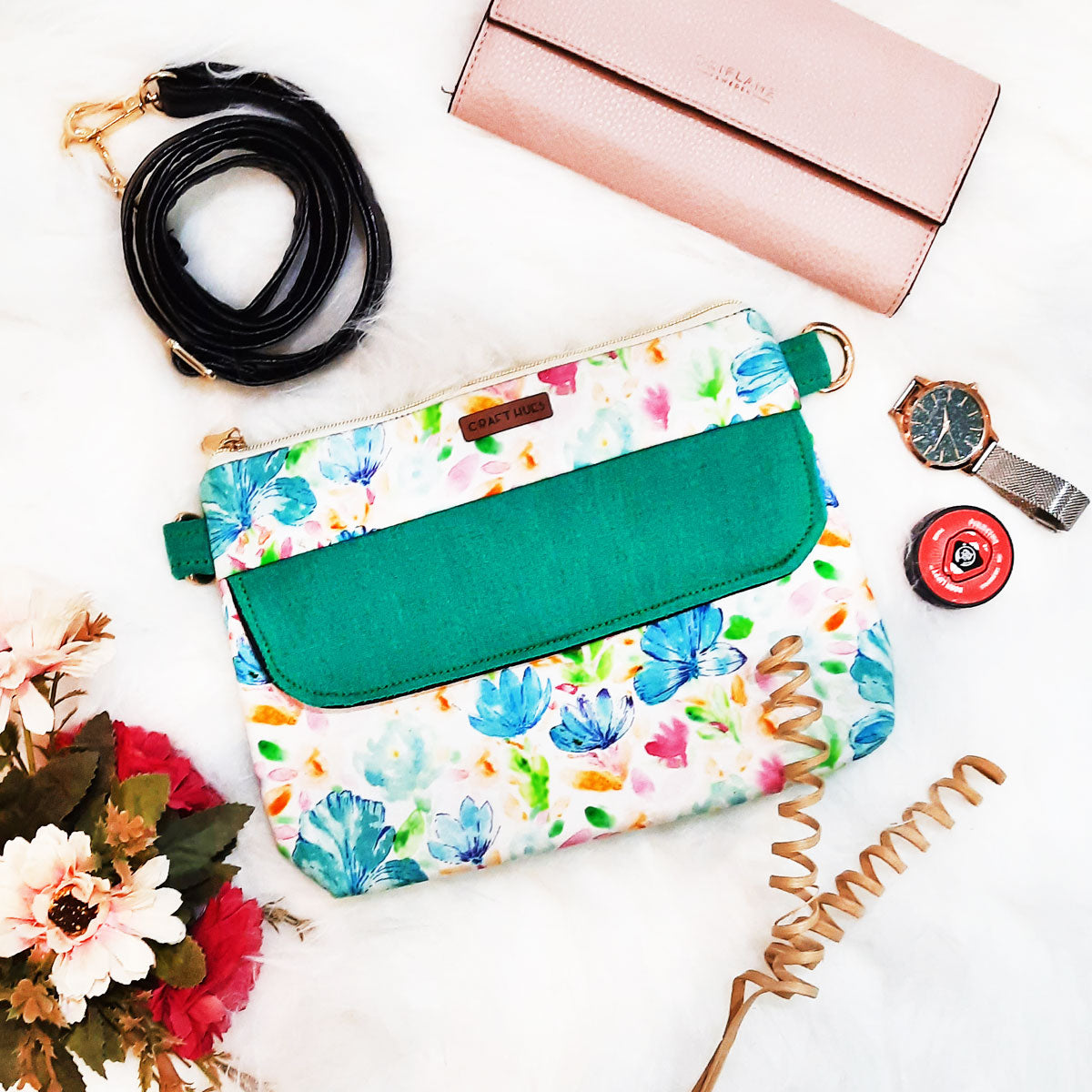 Blue Blooms Sling Bag