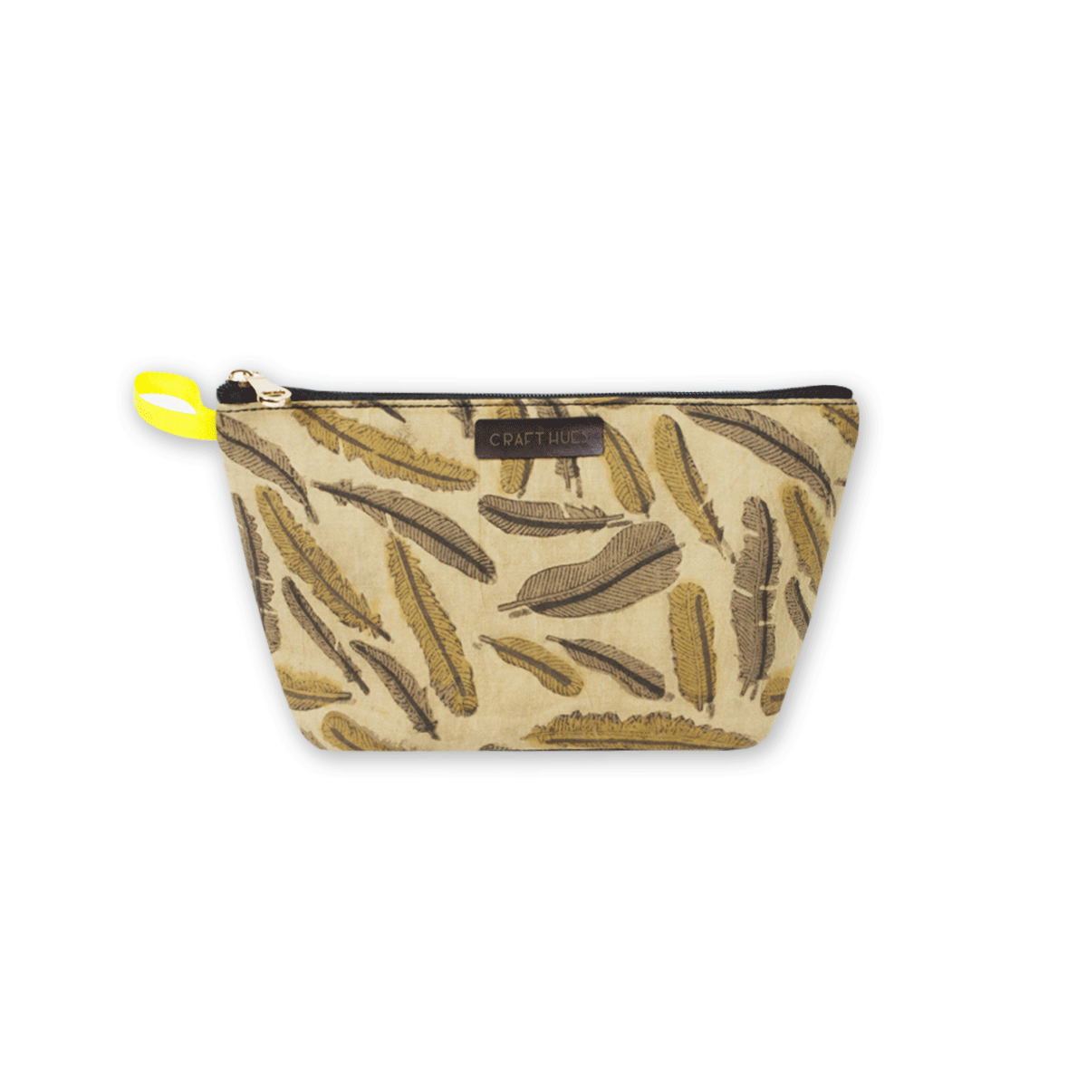 Feathers Block Printed Pouch