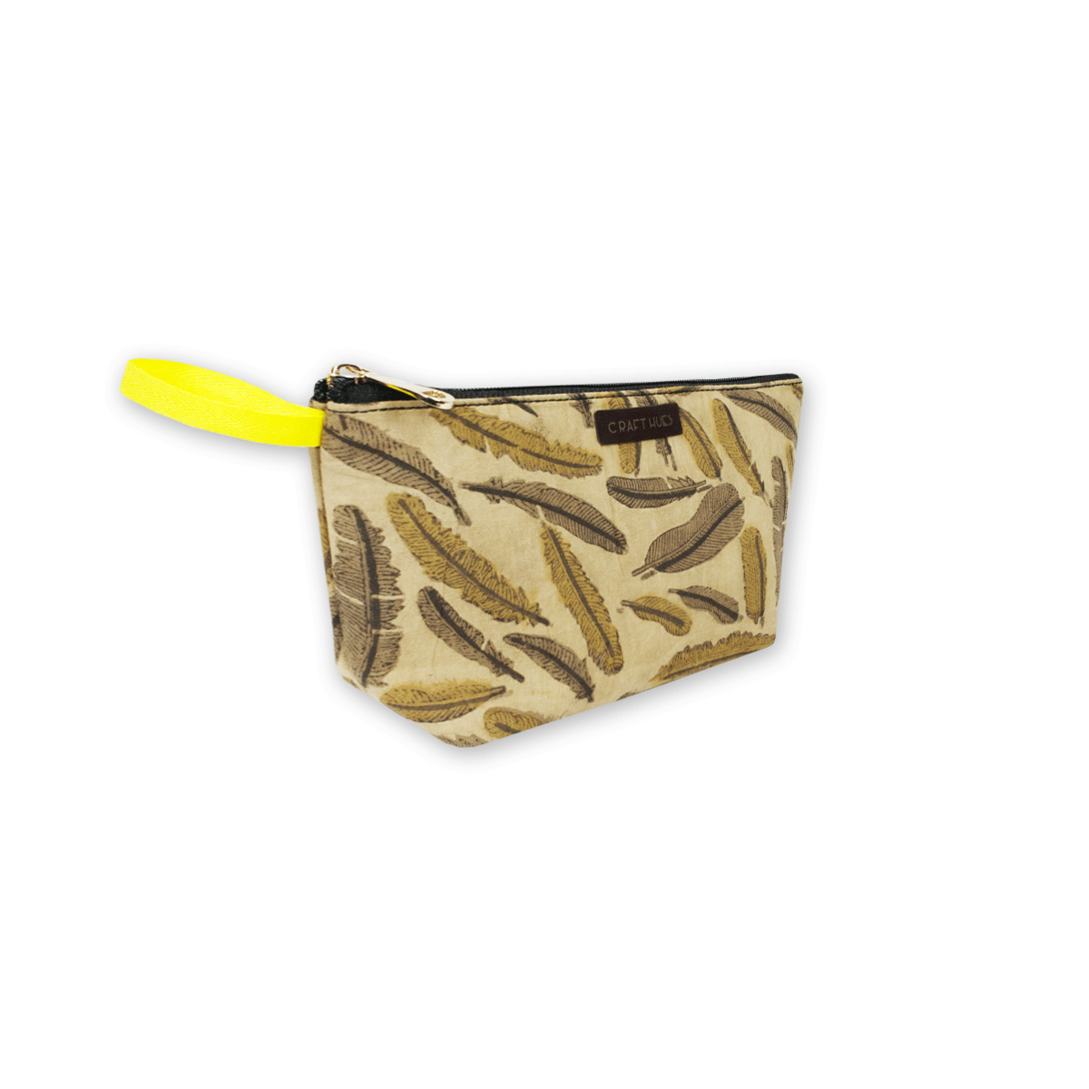 Feathers Block Printed Pouch