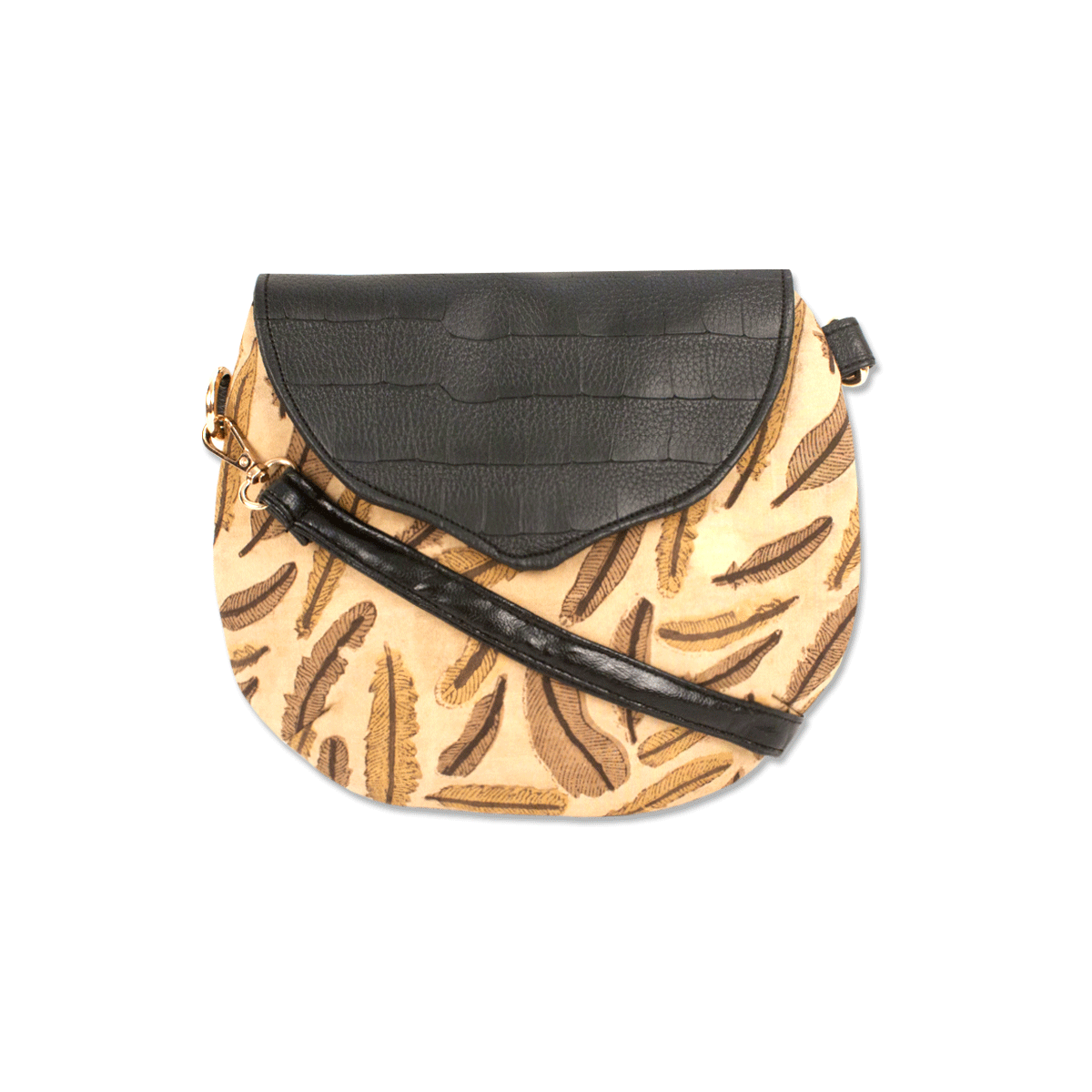Feathers Block Printed Sling Bag