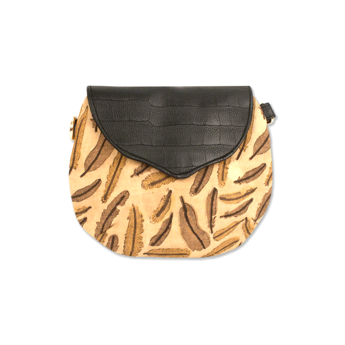 Feathers Block Printed Sling Bag