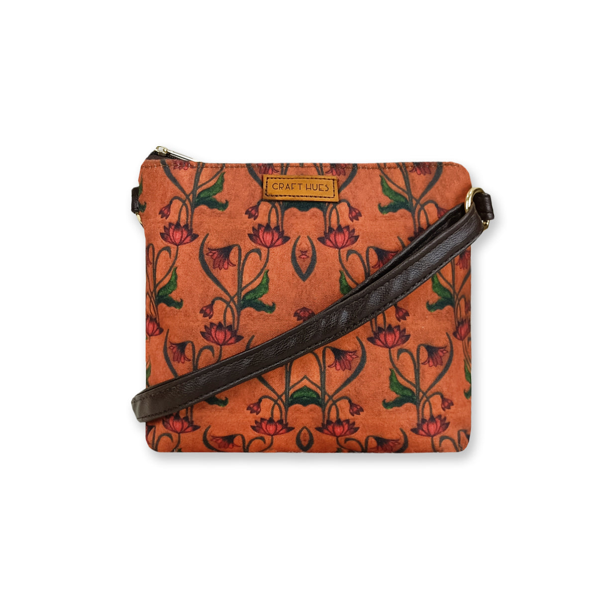 Brown Lotus Art Nouveau Sling Bag