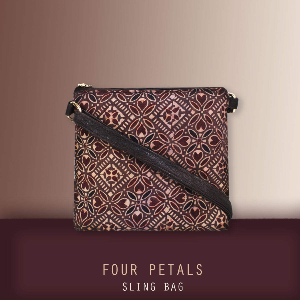 Block-Printed Four Petal Sling Bag