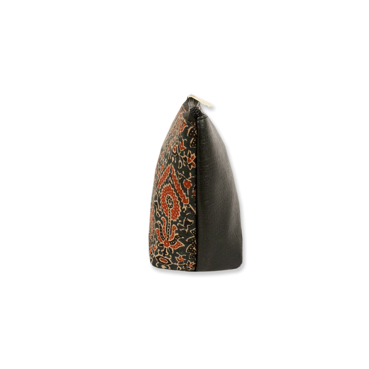 Brown Red Floral Block Printed Pouch