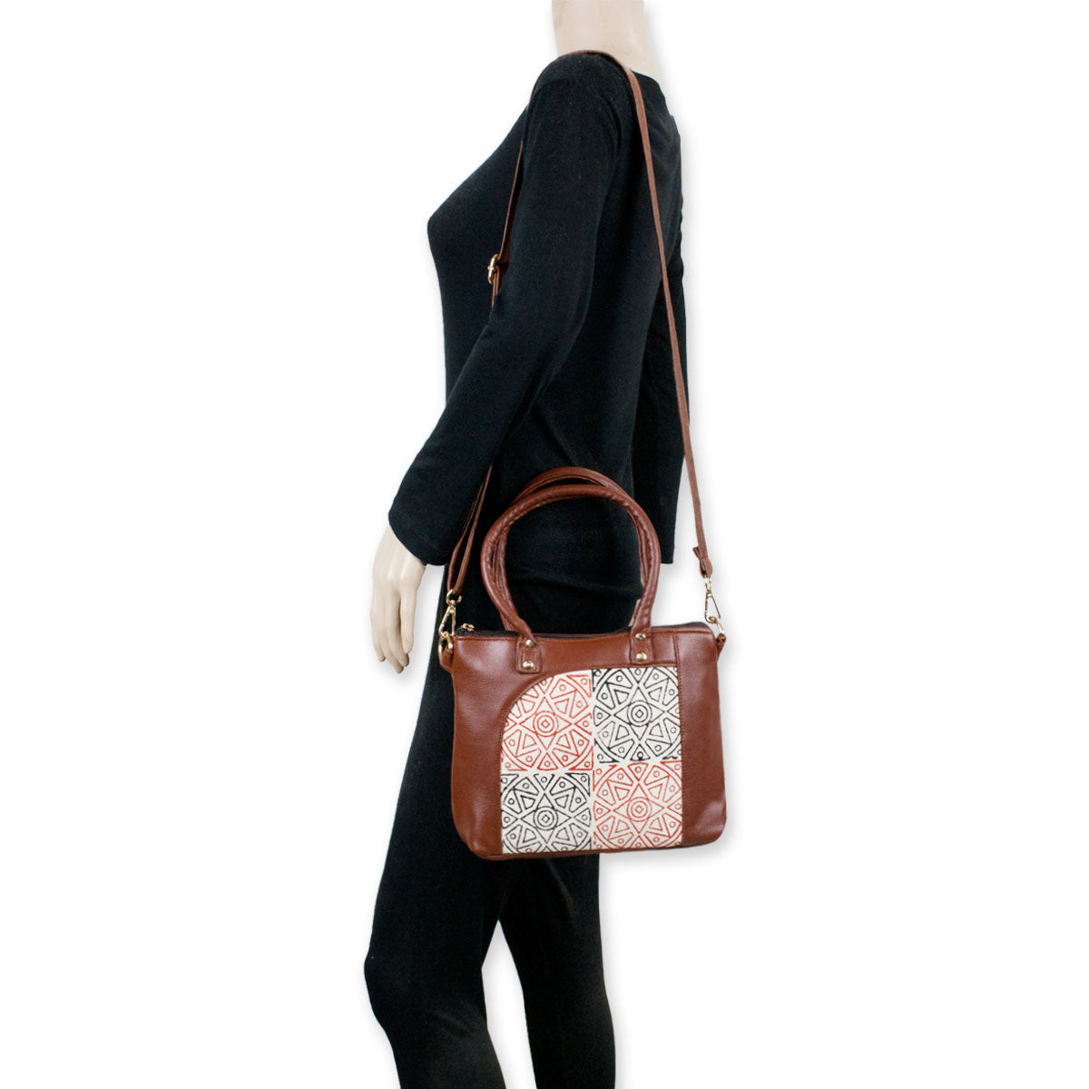 Block-Printed Mandala Handbag with Sling
