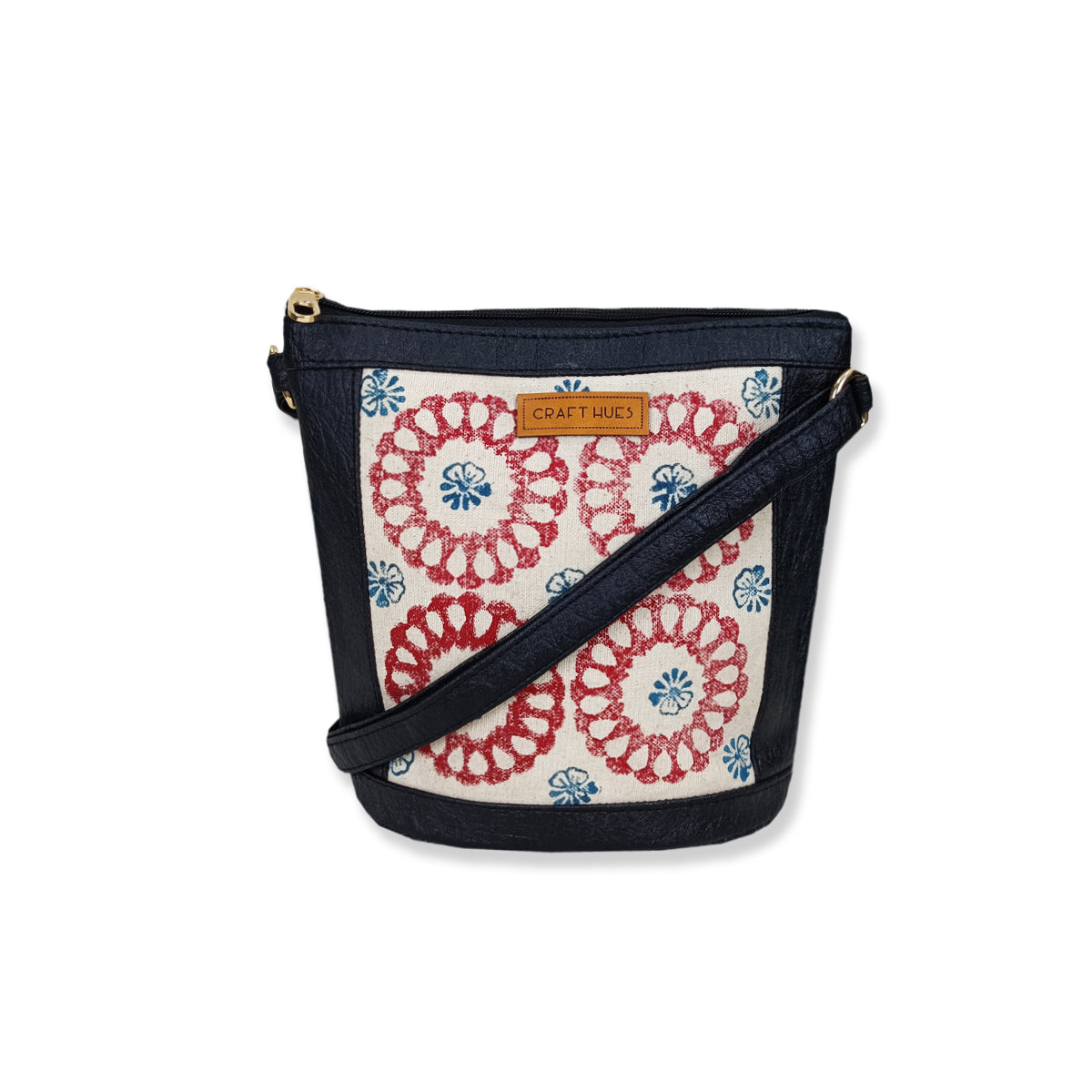 Chakra Block-Printed Bucket Sling Bag