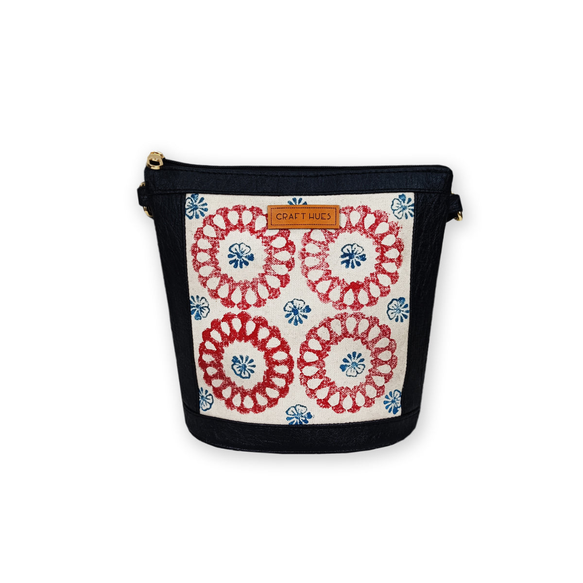 Chakra Block-Printed Bucket Sling Bag