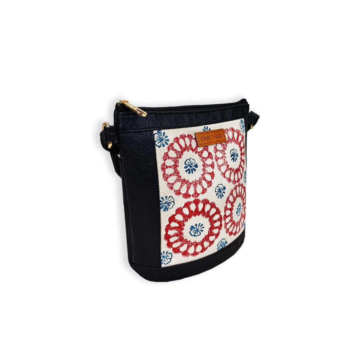 Chakra Block-Printed Bucket Sling Bag