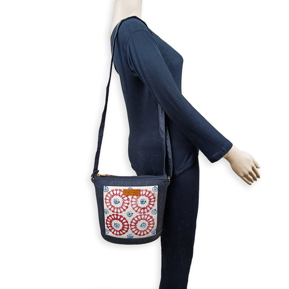 Chakra Block-Printed Bucket Sling Bag