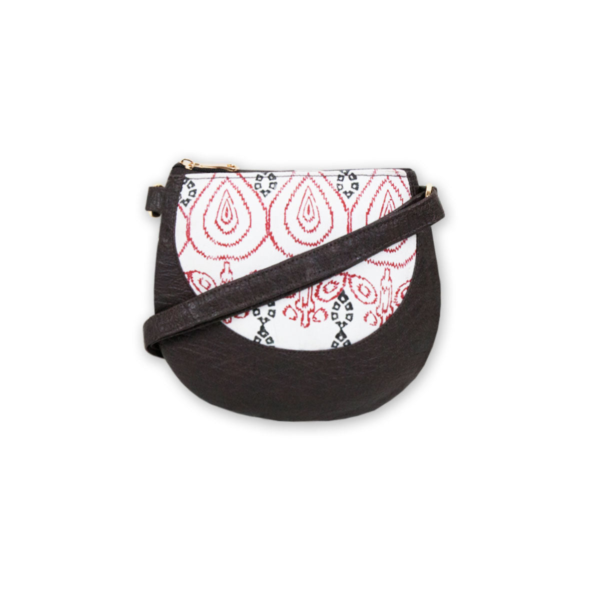 Ikkat Leaf Block Printed Sling Bag