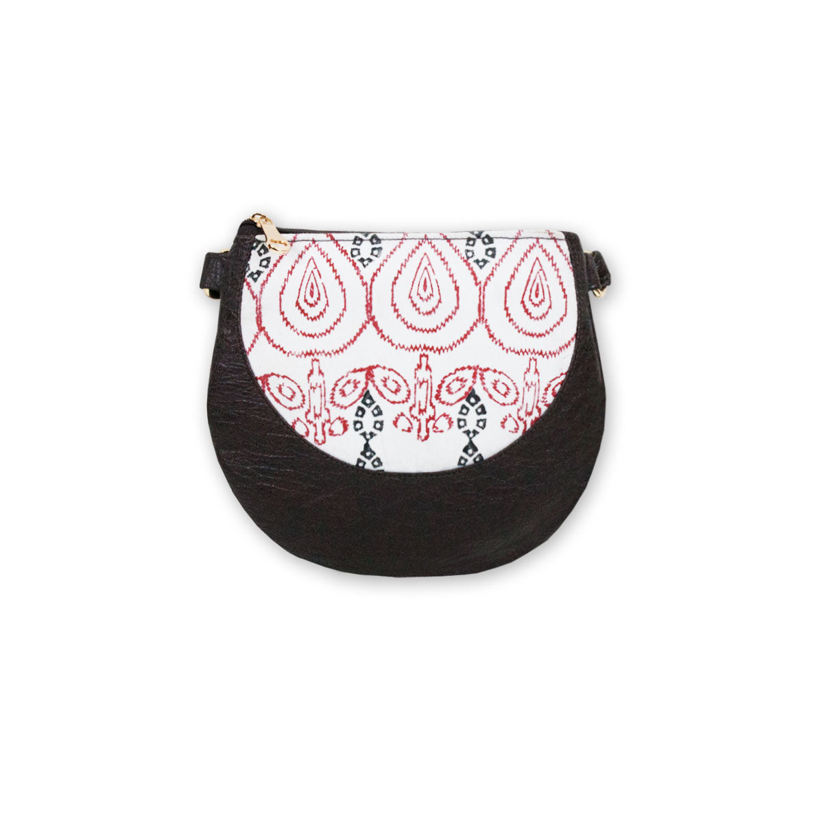 Ikkat Leaf Block Printed Sling Bag