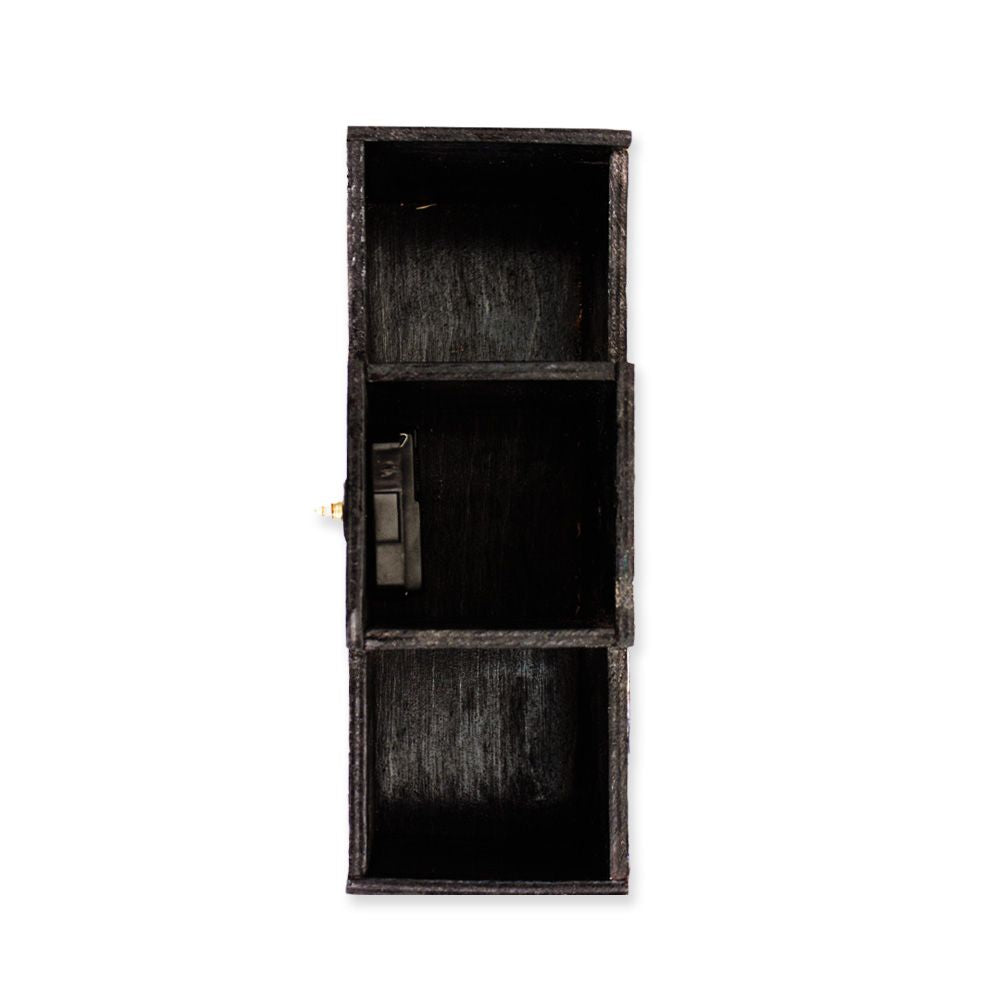 Wooden Table Organizer with clock (Black)