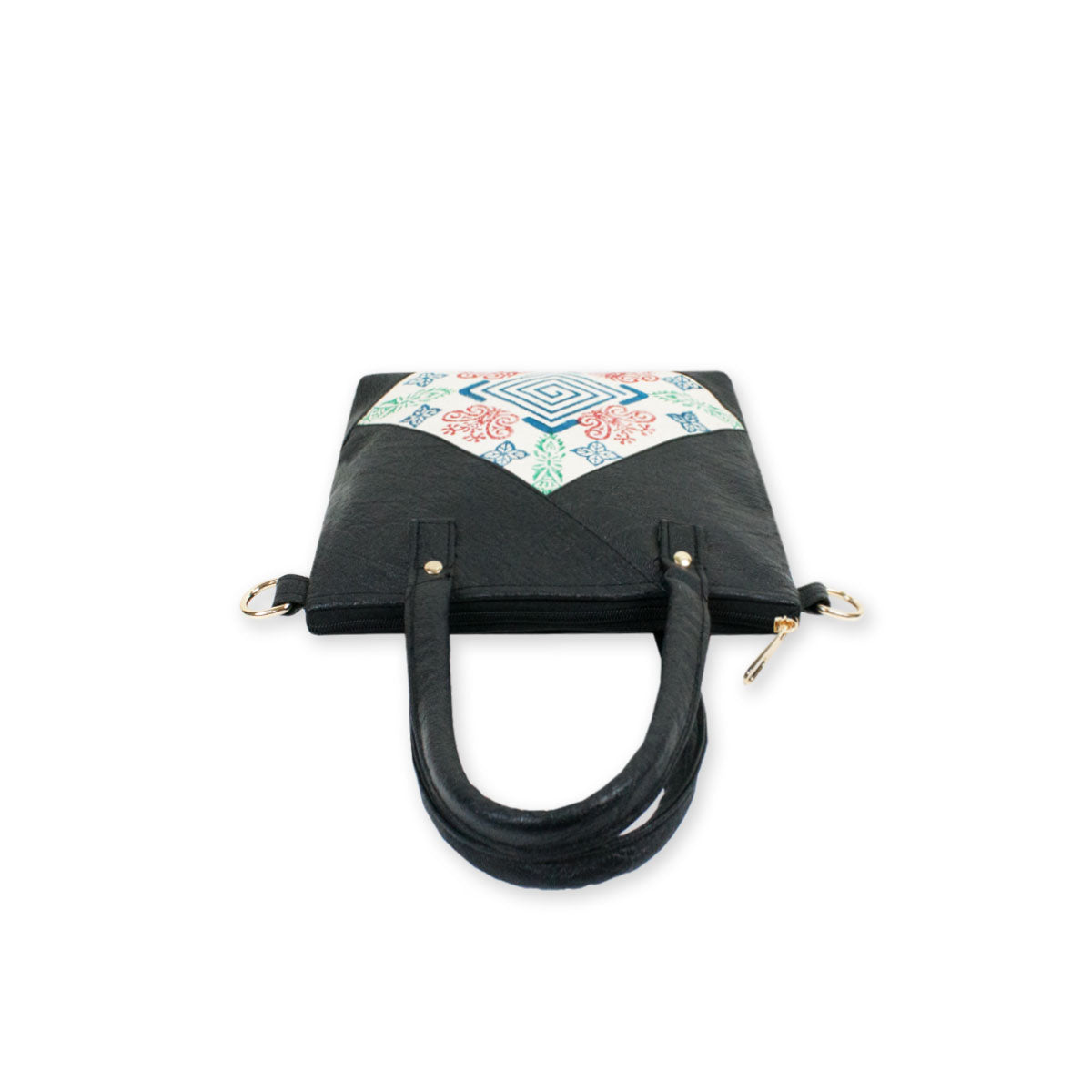 Block-Printed Diamond Handbag with Sling