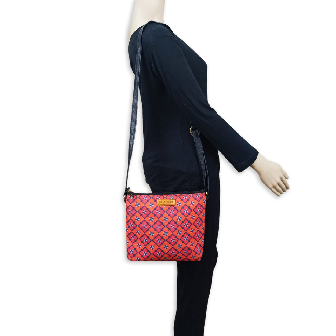 Peach Kites Tiles Sling Bag
