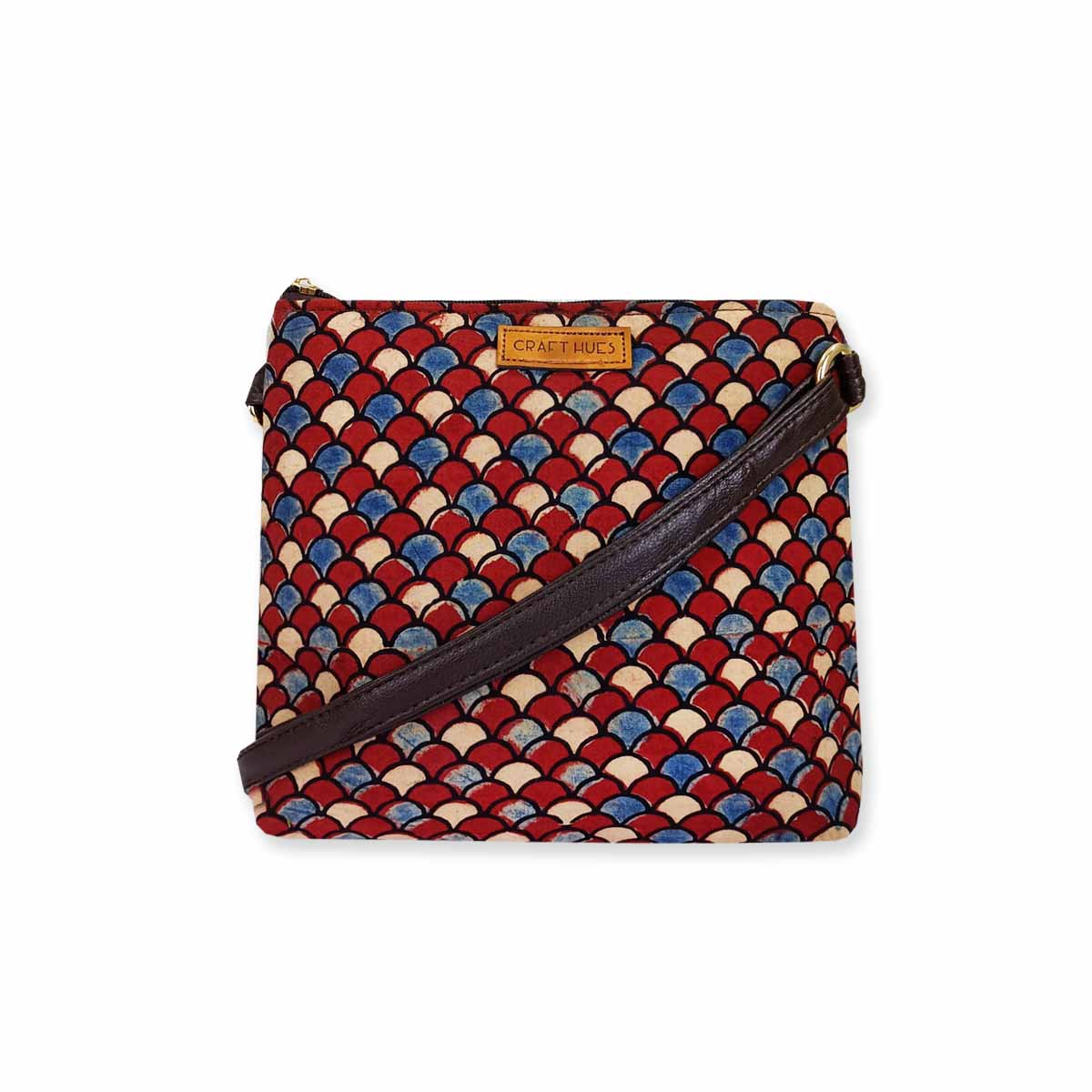 Block-Printed Fish Scale Sling Bag