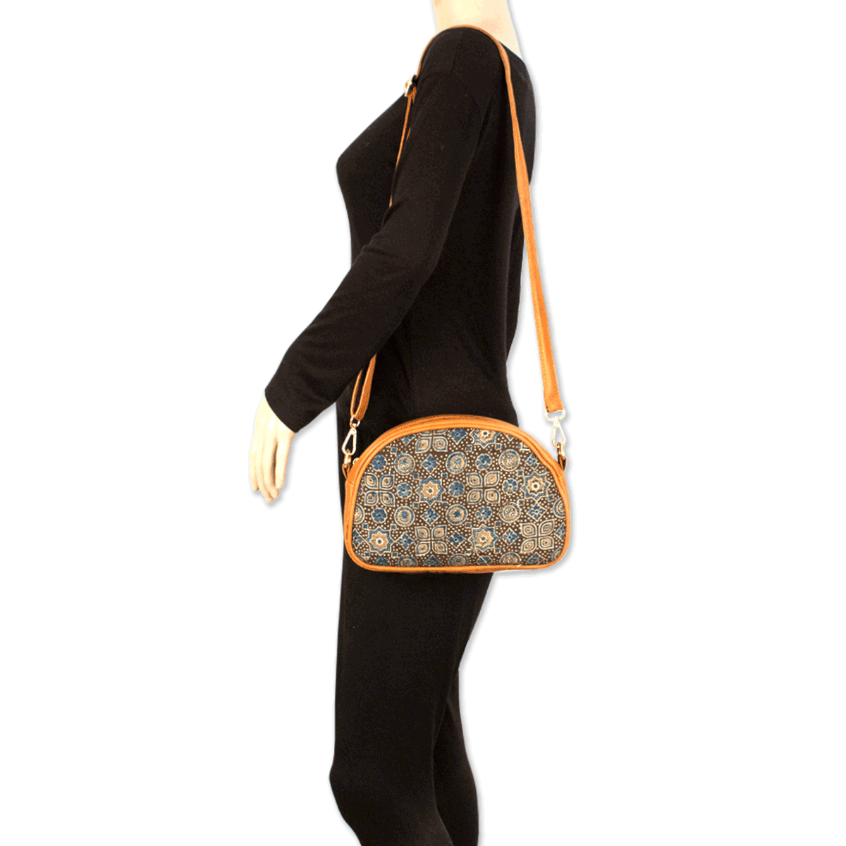 Ajrakh Block printed Box Sling Bag